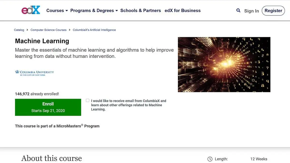 Machine Learning by Columbia University (edX)