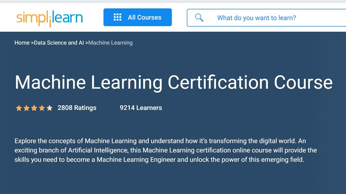 Machine Learning Certification Course (Simplilearn)