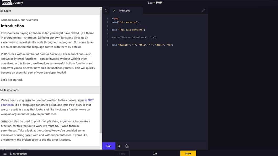 Codecademy: Learn PHP Tutorial
