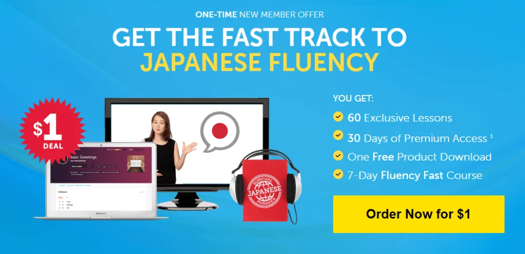 JapanesePod101 one-dollar trial offer banner