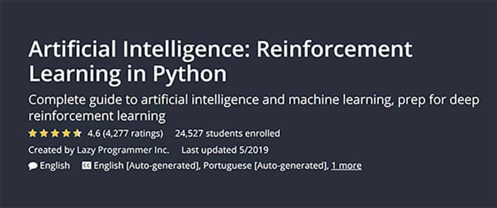 Inteligencia artificial: aprendizaje por refuerzo en Python (Udemy)