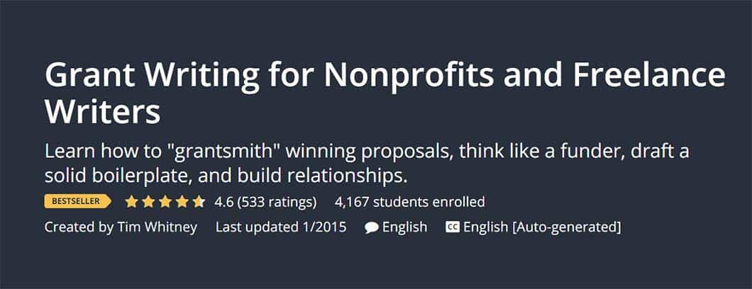 Udemy: Grant Writing for Nonprofits and Freelance Writers