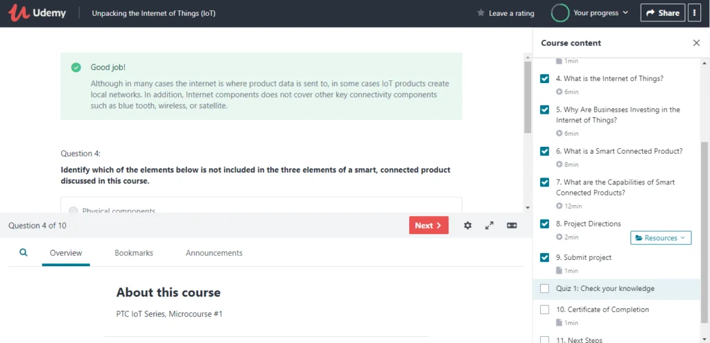 Completing an Udemy course