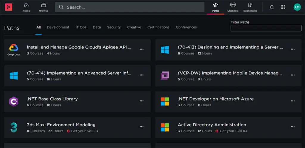 Pluralsight learning paths