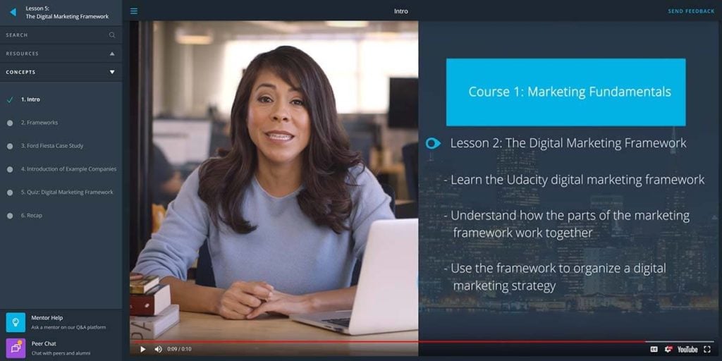 Course lessons on Udacity