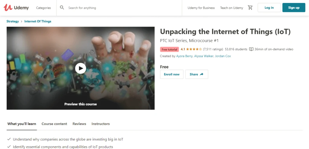 Udemy's “Unpacking the Internet of Things (IoT)” course