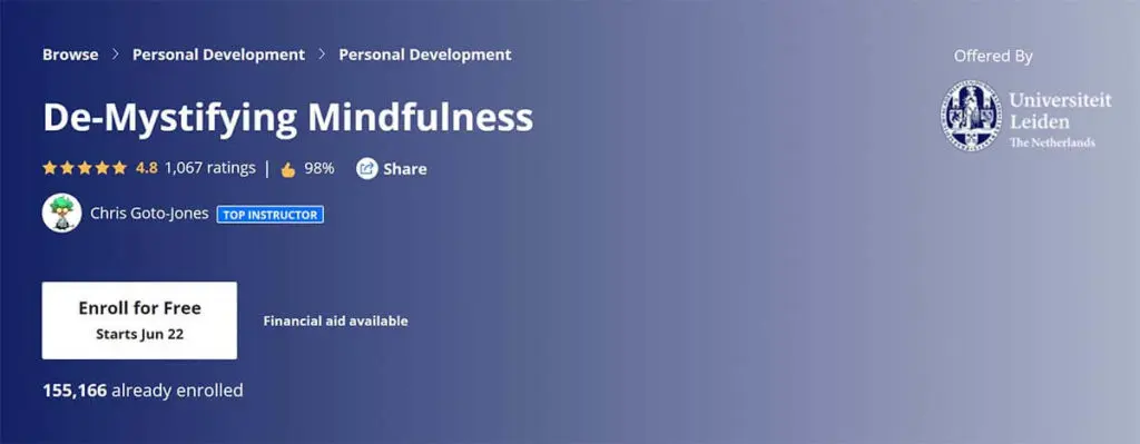 Alternative Pick: De-Mystifying Mindfulness (Coursera)