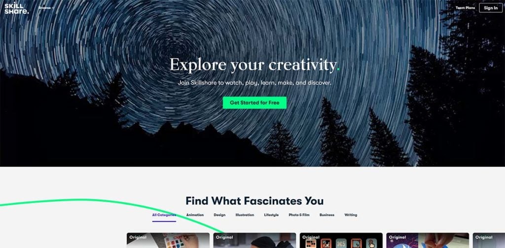 Skillshare Homepage