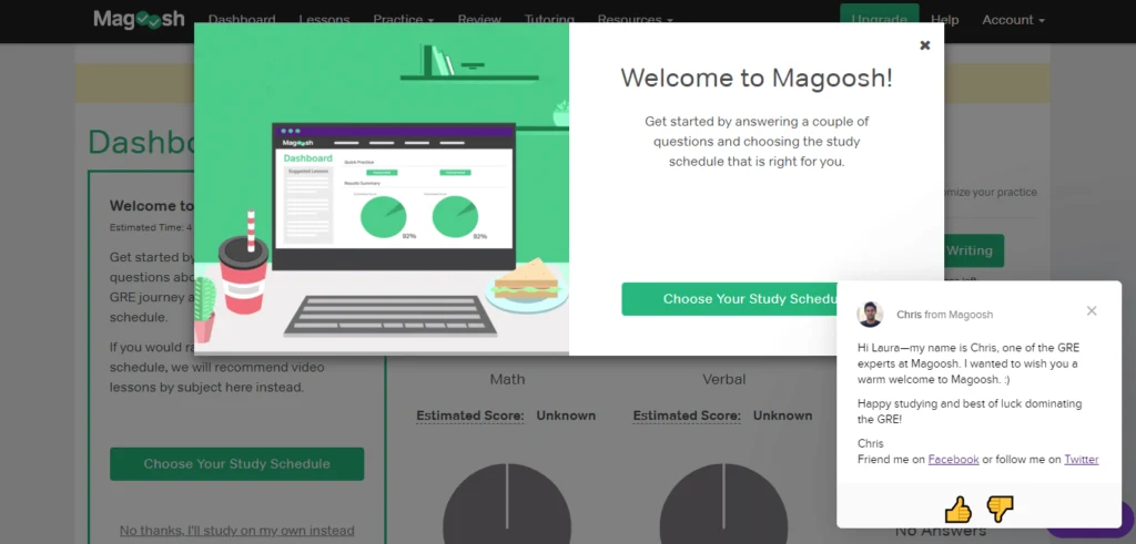 Taking a short quiz on Magoosh