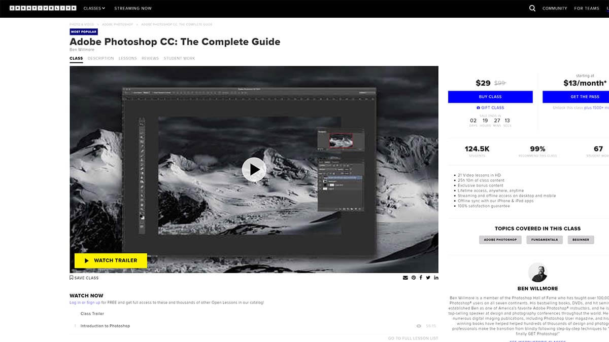 Best Overall: Adobe Photoshop CC: The Complete Guide (CreativeLive)