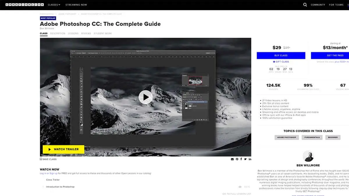 Good Alternative: Adobe Photoshop CC: The Complete Guide (CreativeLive)