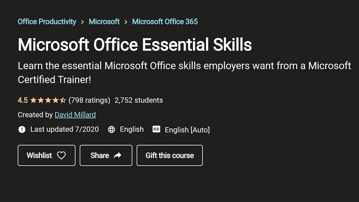 Microsoft Office Essential Skills (Udemy)