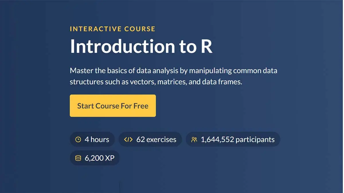 Best Free Course: Introduction to R (DataCamp)