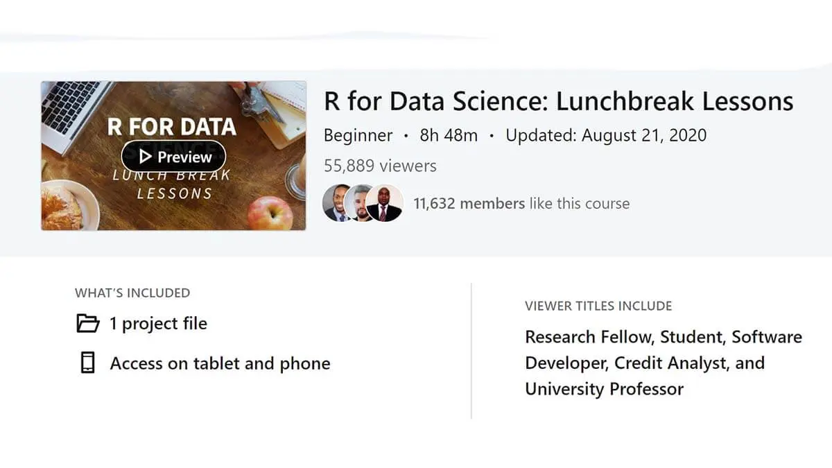 R for Data Science: Lunchbreak Lessons (LinkedIn Learning)