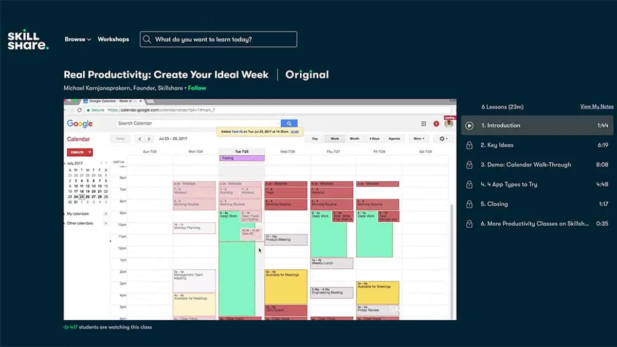Best Crash Course: Real Productivity - Create Your Ideal Week (Skillshare)