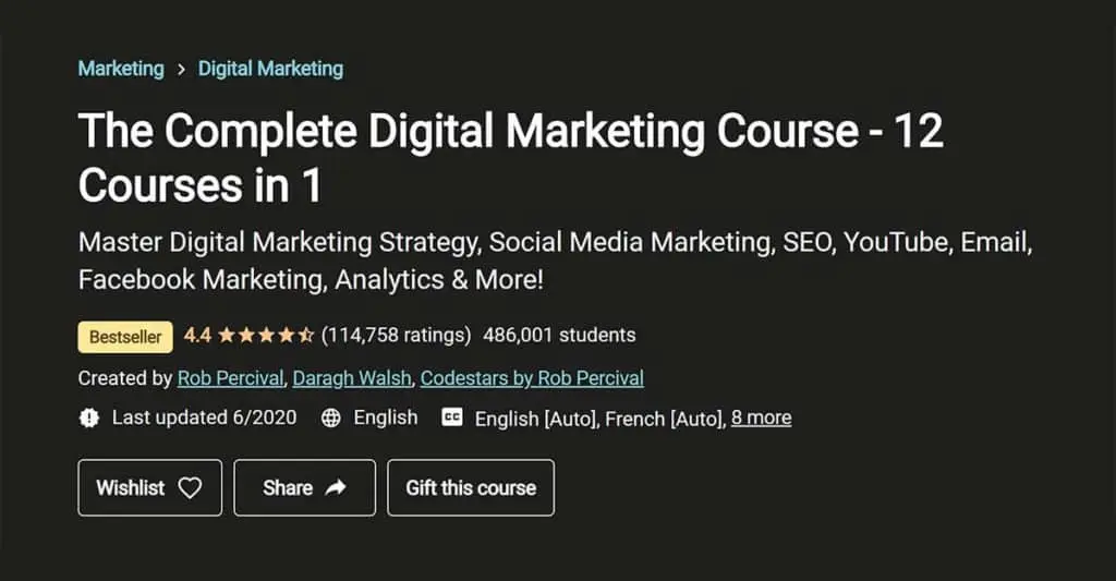Best Digital Marketing Course: The Complete Digital Marketing Course (Udemy)