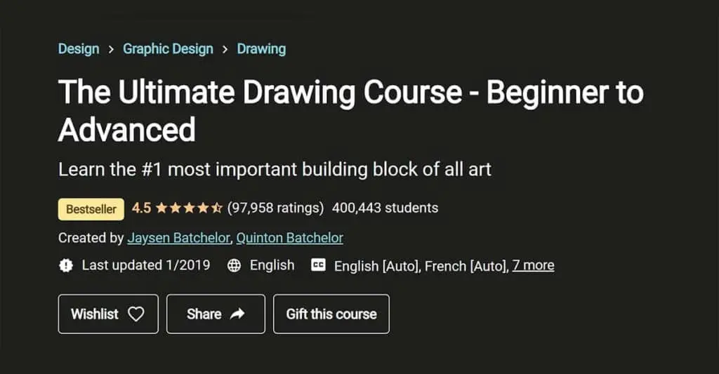 Best Drawing Course: The Ultimate Drawing Course – Beginner to Advanced (Udemy)