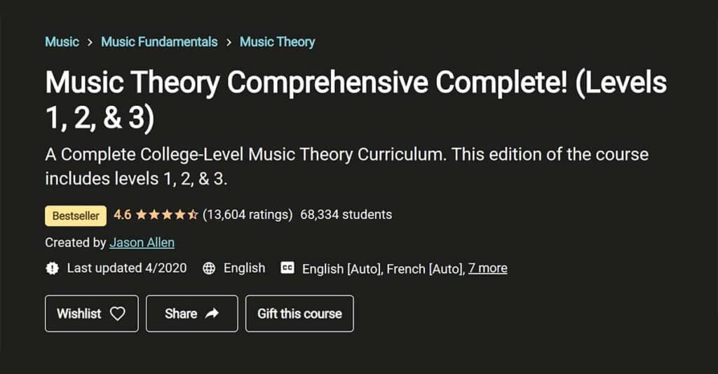 Best for Music Theory: Music Theory Comprehensive Complete! (Udemy)