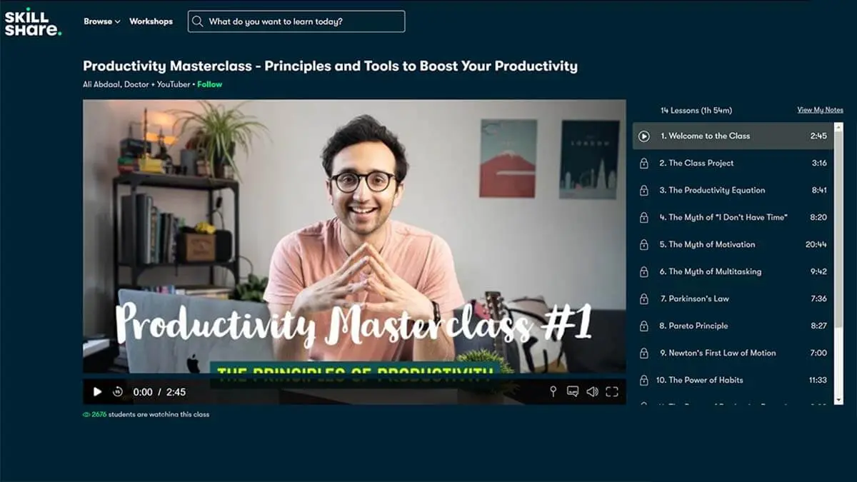 Best Short Course: Productivity Masterclass – Principles and Tools to Boost Your Productivity (Skillshare)