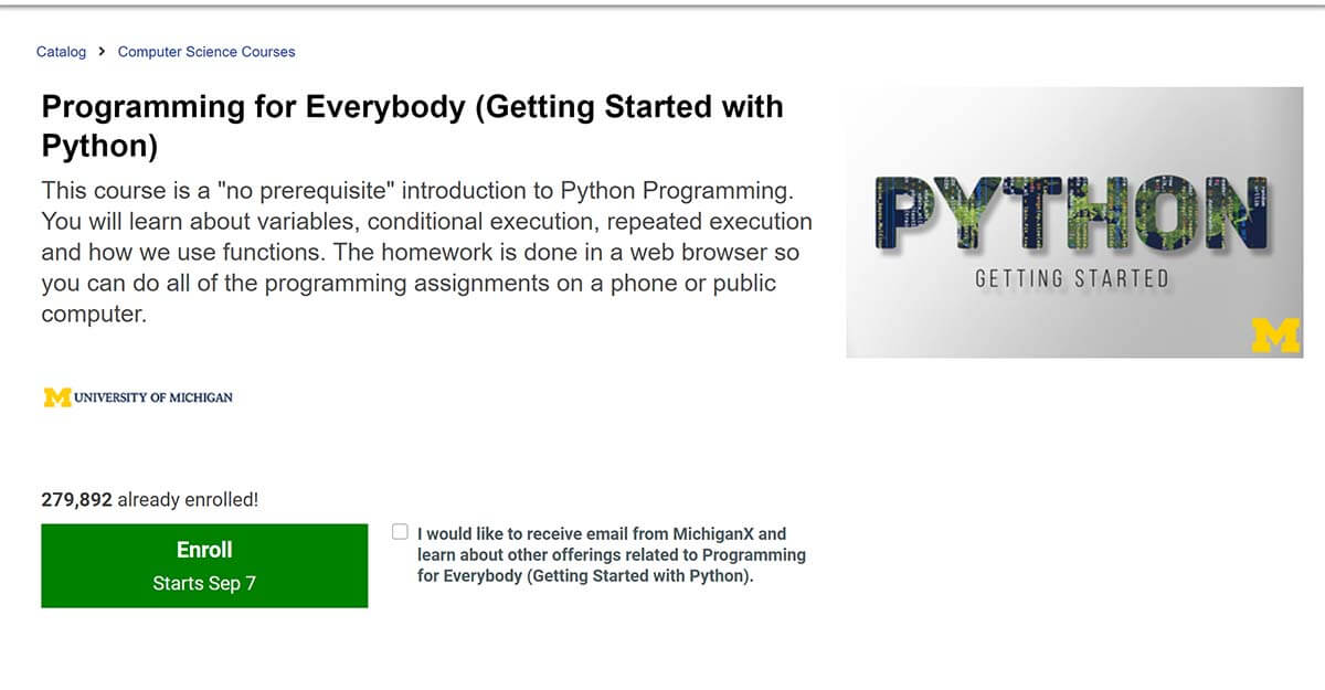 Programming for Everybody (Getting Started with Python) (edX)