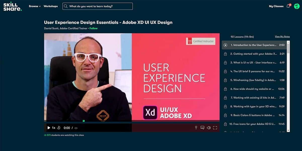 Best for UI/UX Design: User Experience Design Essentials (Skillshare)