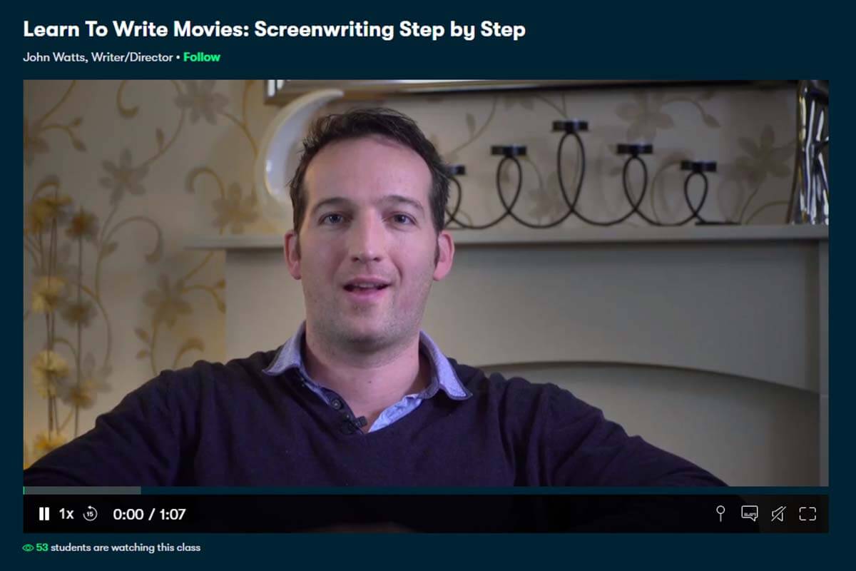 A Good Course for Beginners: Learn To Write Movies: Screenwriting Step By Step (Skillshare)