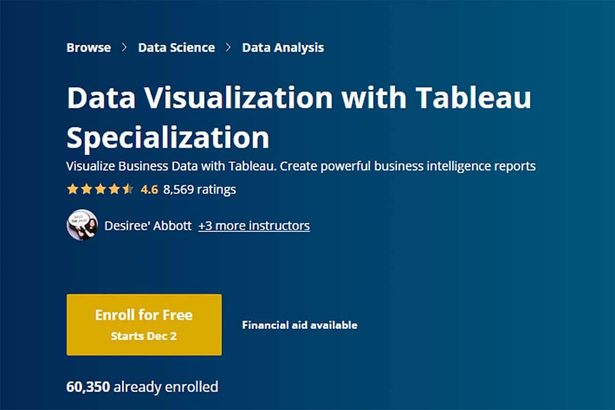 Data Visualization with Tableau Certification (Coursera)