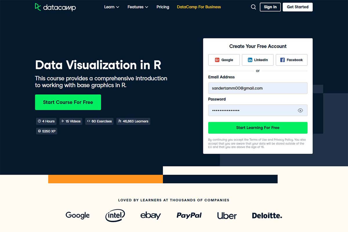 Data Visualization in R (DataCamp)