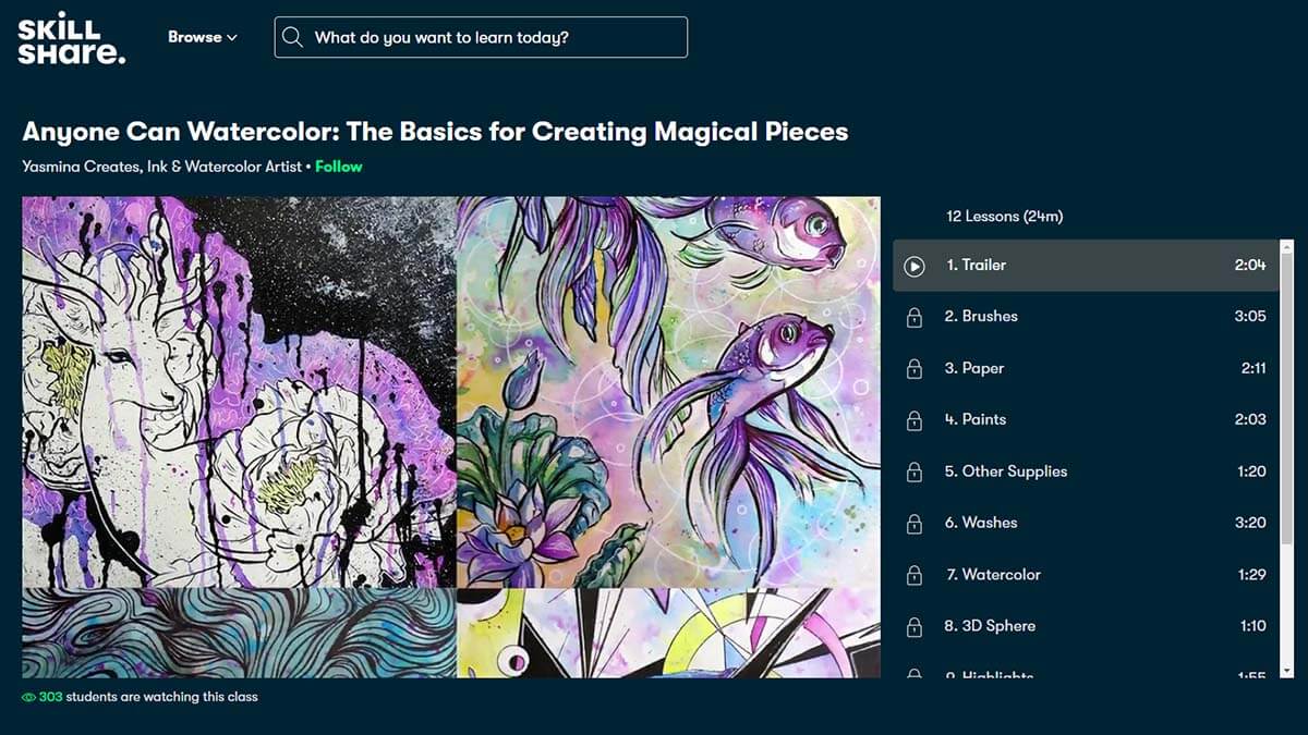Best Crash Course: Anyone Can Watercolor: The Basics For Creating Magical Pieces (Skillshare)​