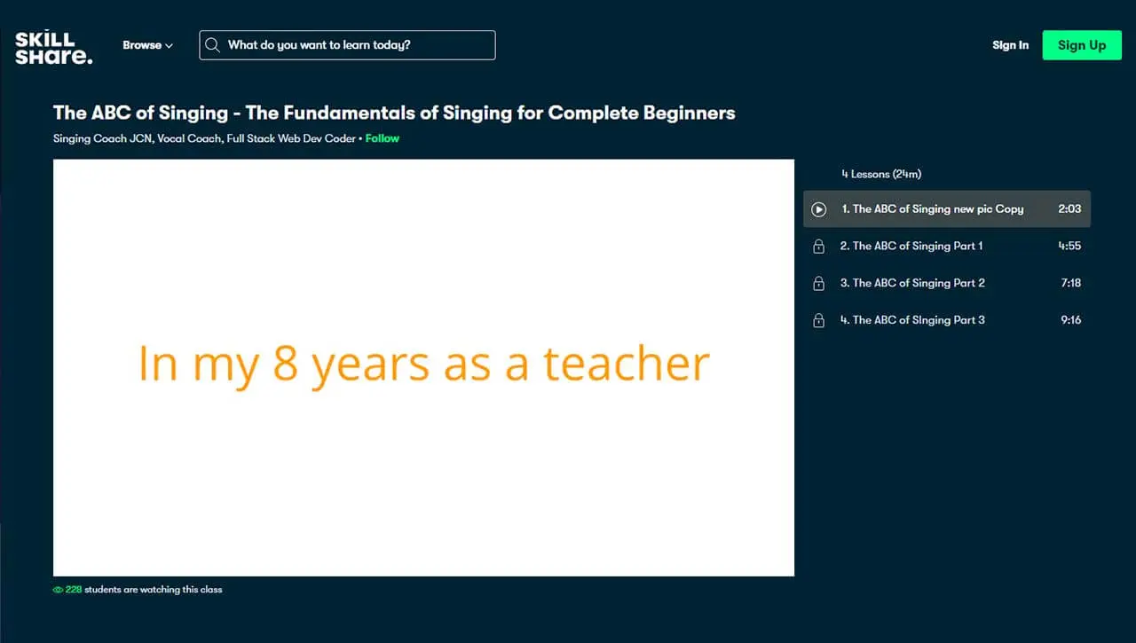Best Free Course: The ABCs of Singing (Skillshare)