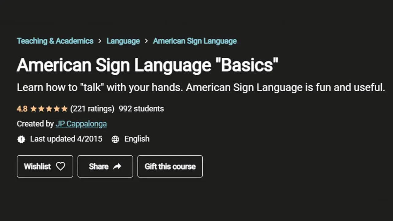 Best Overall: American Sign Language “Basics” (Udemy)