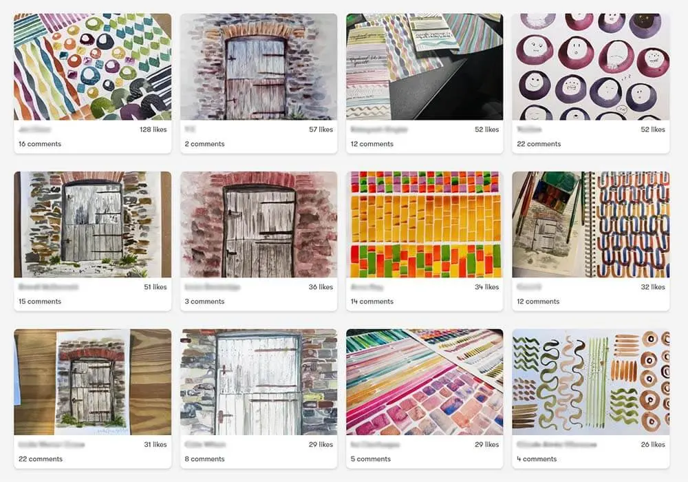 Jen Dixon's Skillshare course student watercolor projects