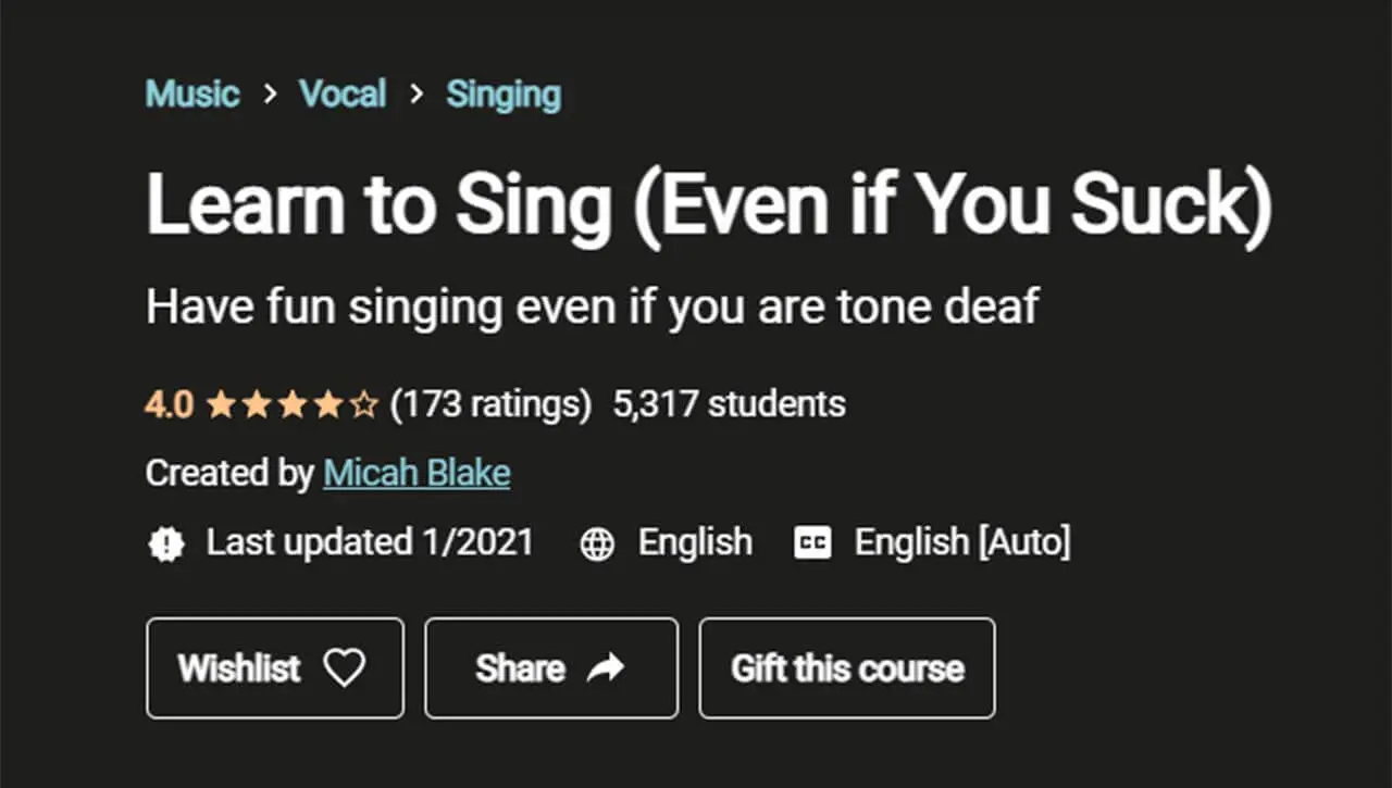 Learn to Sing (Even if You Suck) (Udemy)