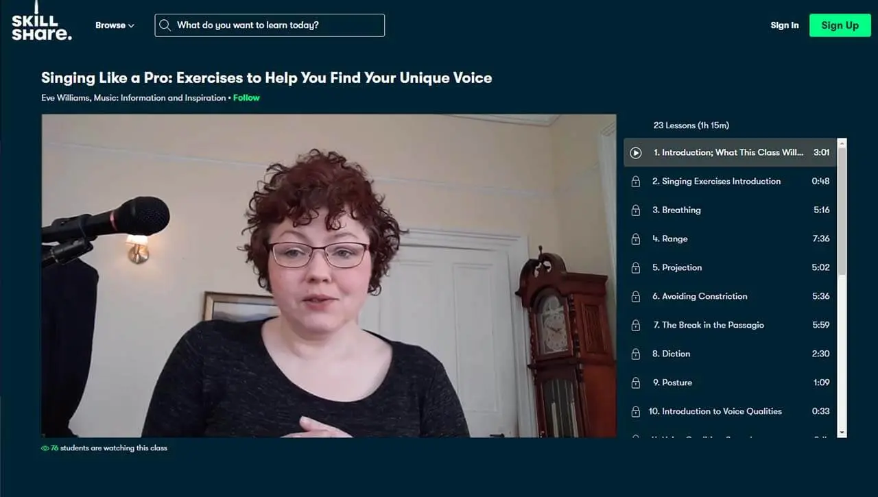 Singing Like a Pro: Exercises to Help You Find Your Unique Voice (Skillshare)