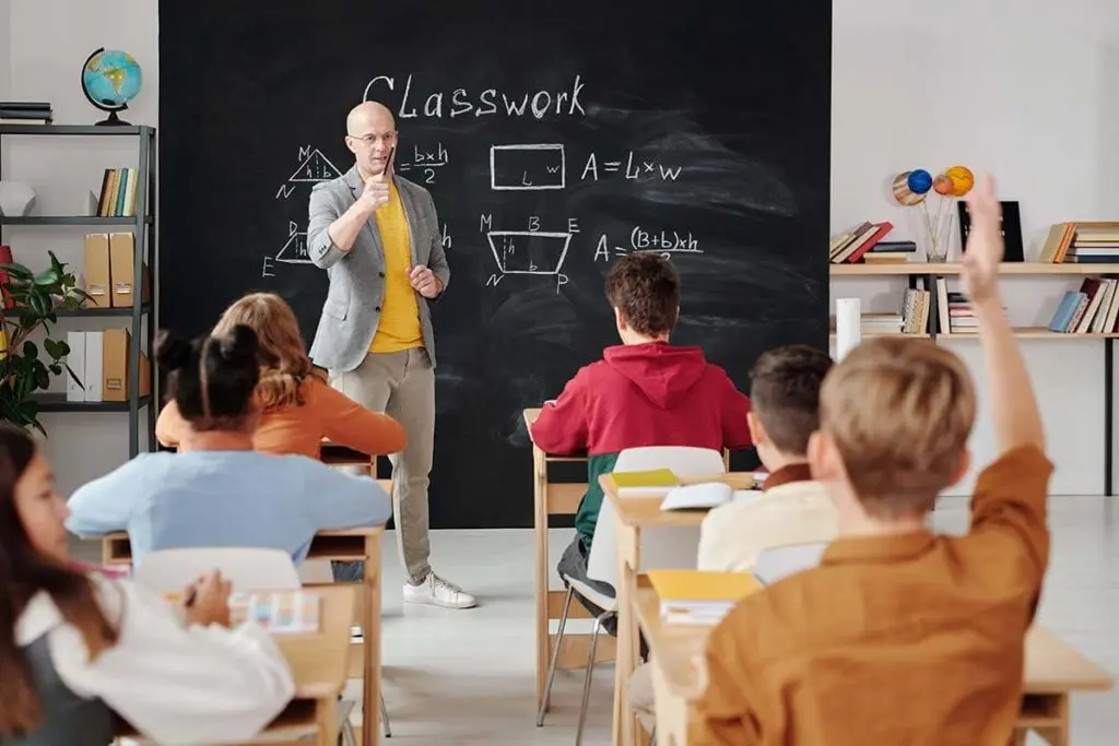 Students learning in a classroom