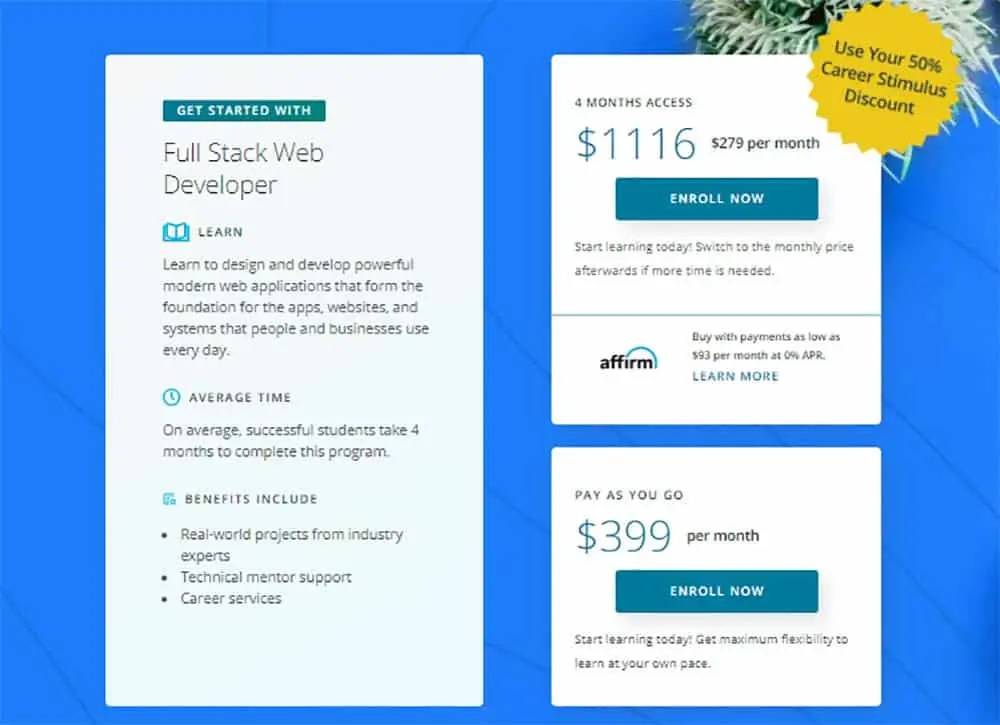 pricing udacity full stack nanodegree