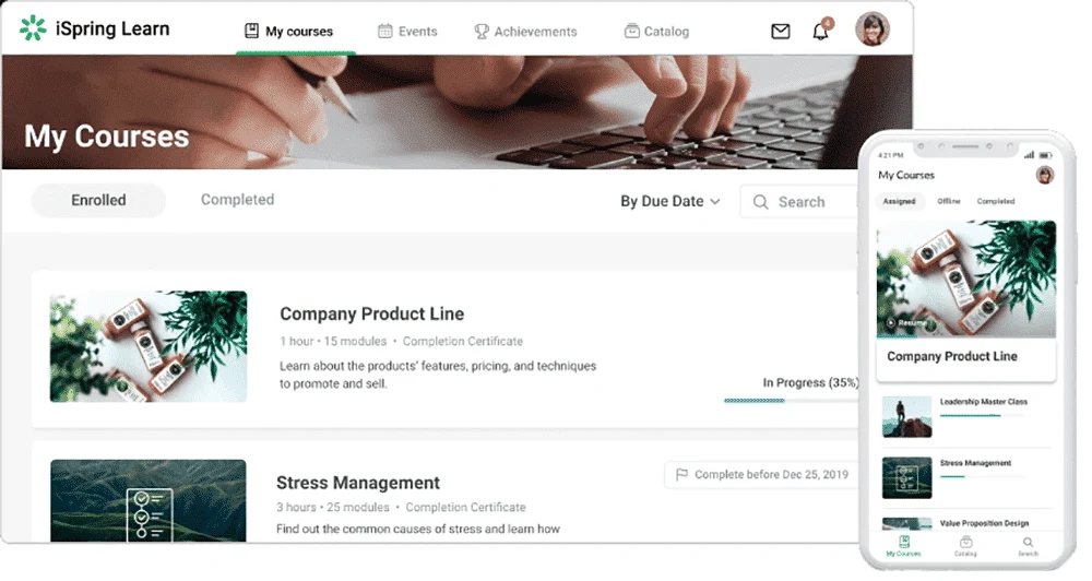 The iSpring Learn LMS dashboard