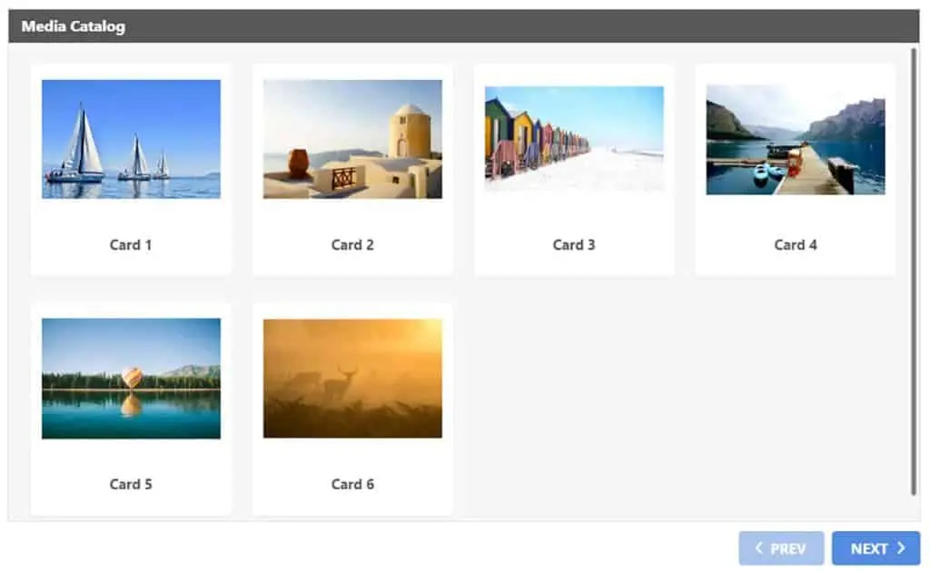 Example of card catalog design in iSpring Visuals 10