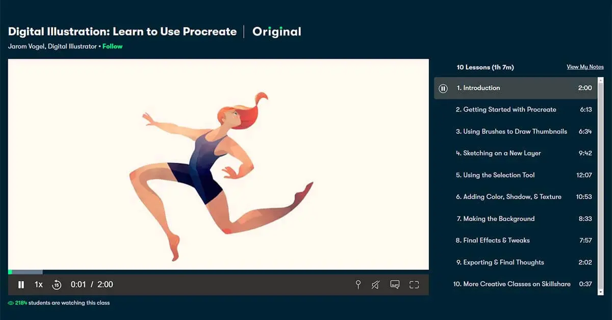 Best Overall: Digital Illustration: Learn to Use Procreate (Skillshare)