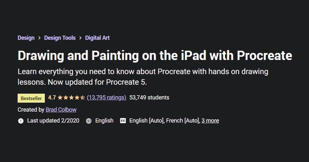 Most Comprehensive: Drawing and Painting on the iPad with Procreate (Udemy)