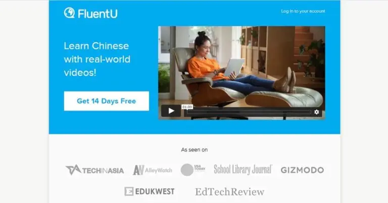 Front page of FluentU Chinese website
