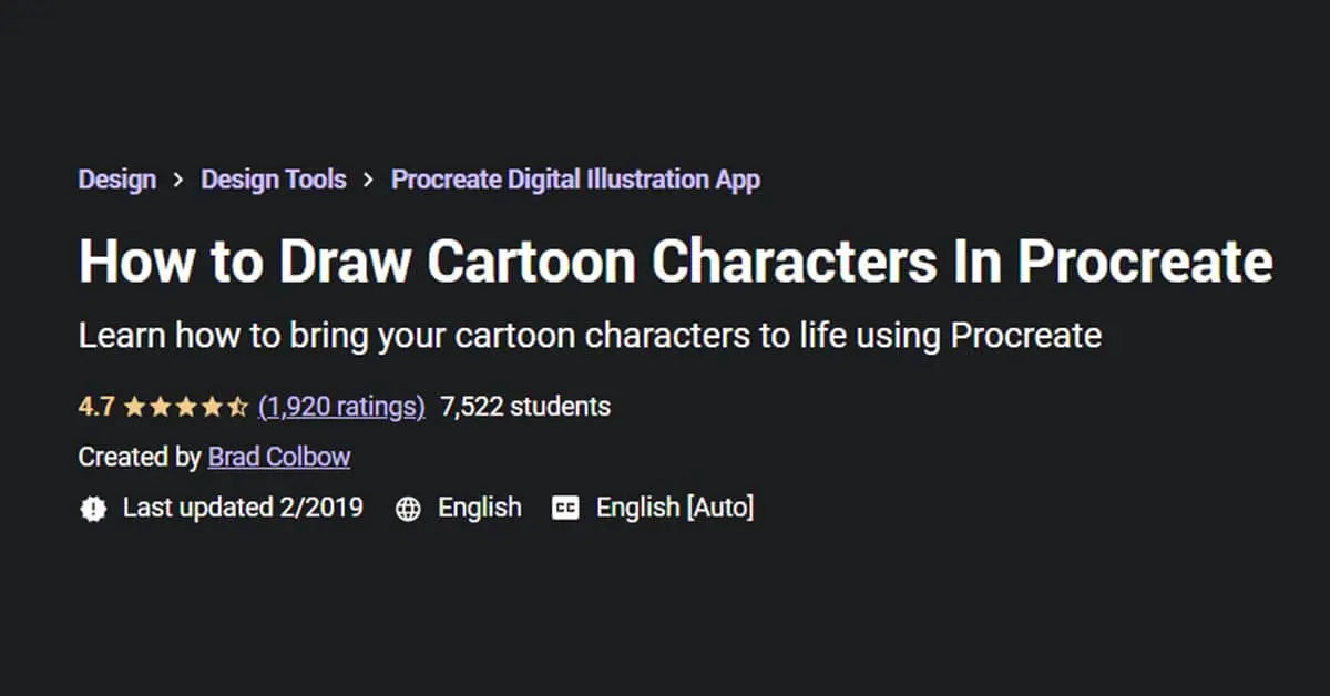 Best for Creating Cartoon Art in Procreate: How to Draw Cartoon Characters in Procreate (Udemy)