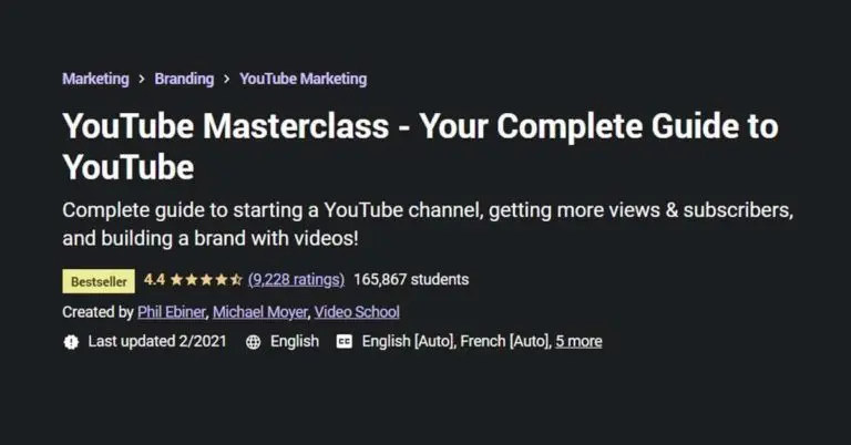 Best Intro to YouTube: YouTube Masterclass – Your Complete Guide to YouTube (Udemy)