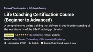Best Overall: “Life Coach Certification Course (Beginner to Advanced)”