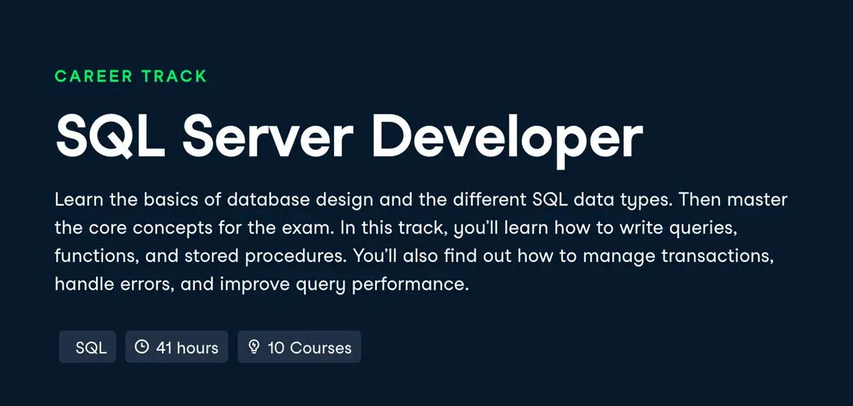 SQL Server Developer (DataCamp)