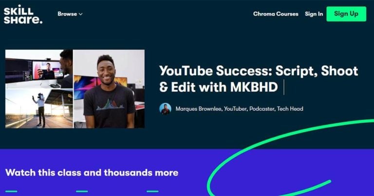 Best for Editing YouTube Videos: YouTube Success: Script, Shoot, and Edit with MKBHD (Skillshare)
