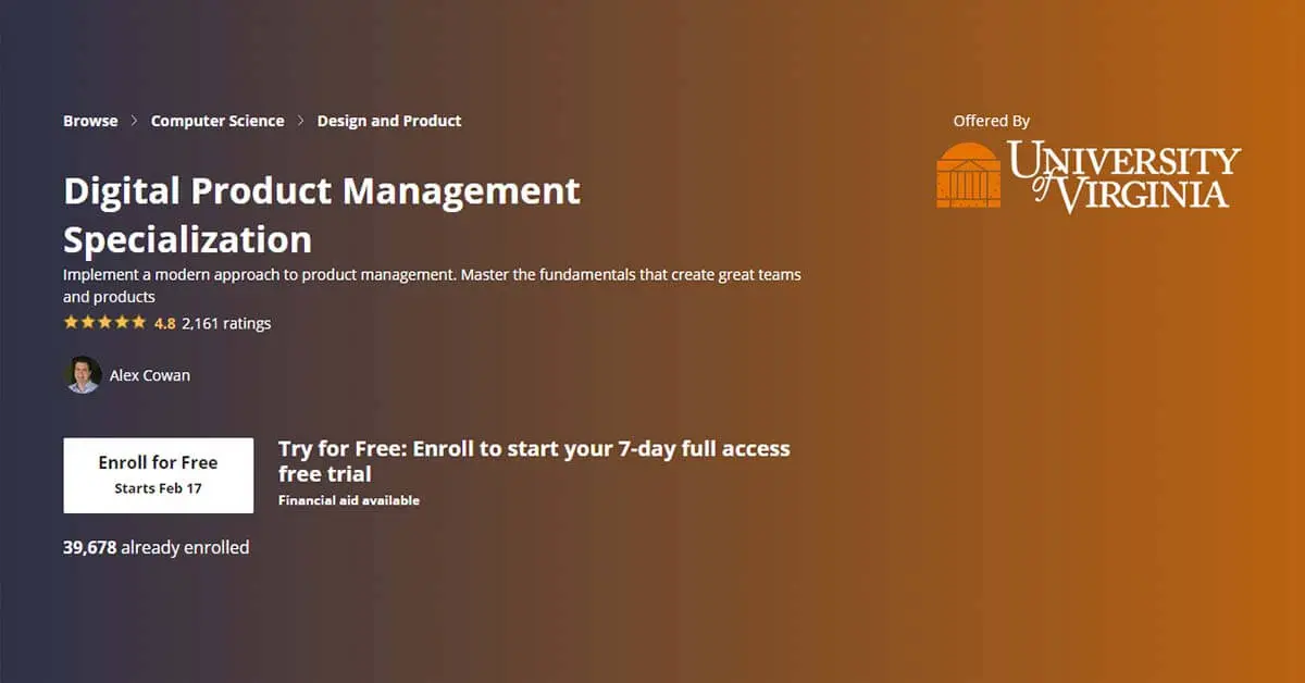 Digital Product Management Specialization (Coursera x University of Virginia)
