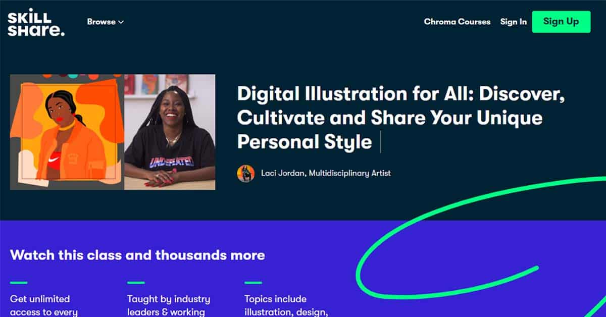 Best for Refining Your Art Style: “Digital Illustration for All: Discover, Cultivate and Share Your Unique Personal Style” (Skillshare)