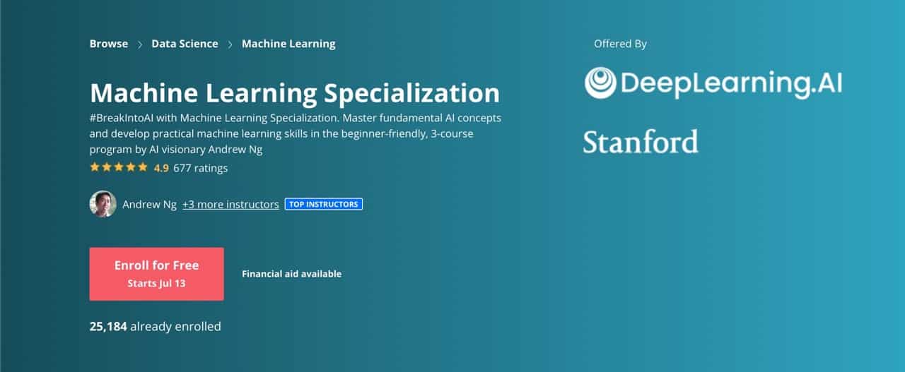 Machine Learning Specialization course on Coursera