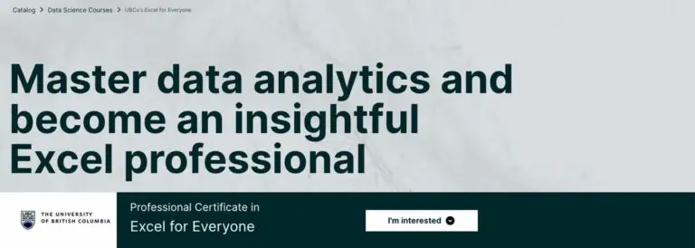 edX banner for the course Excel for Everyone